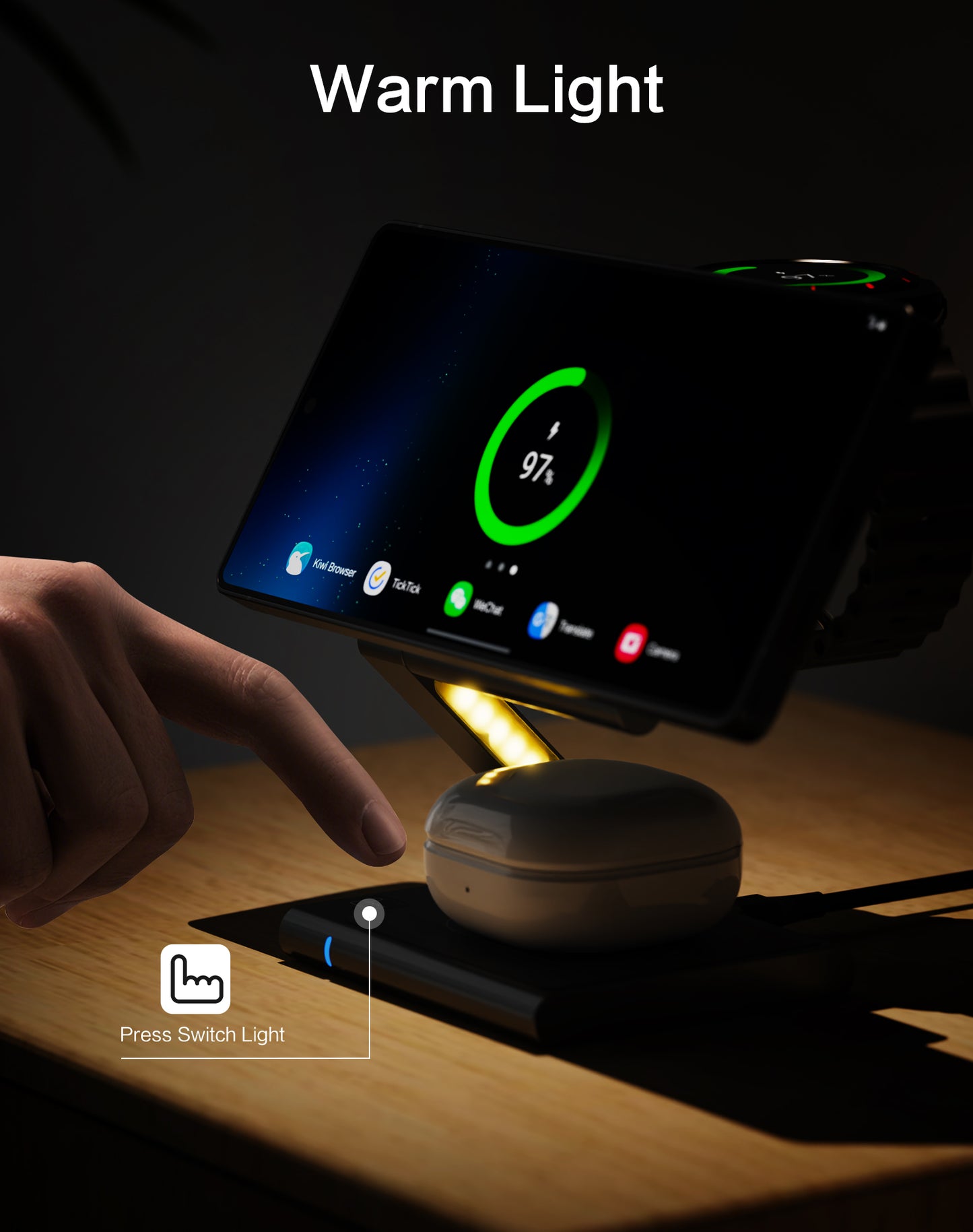 4 in 1Wireless Charger for Samsung Wireless Charging Station for Samsung Galaxy S25 S24 Ultra/S23 Ultra/S22/S21/Note 20/Z Flip 6/Fold 6, Charger for Samsung Galaxy Watch Ultra/7/6/5, Galaxy Buds 2/2 Pro