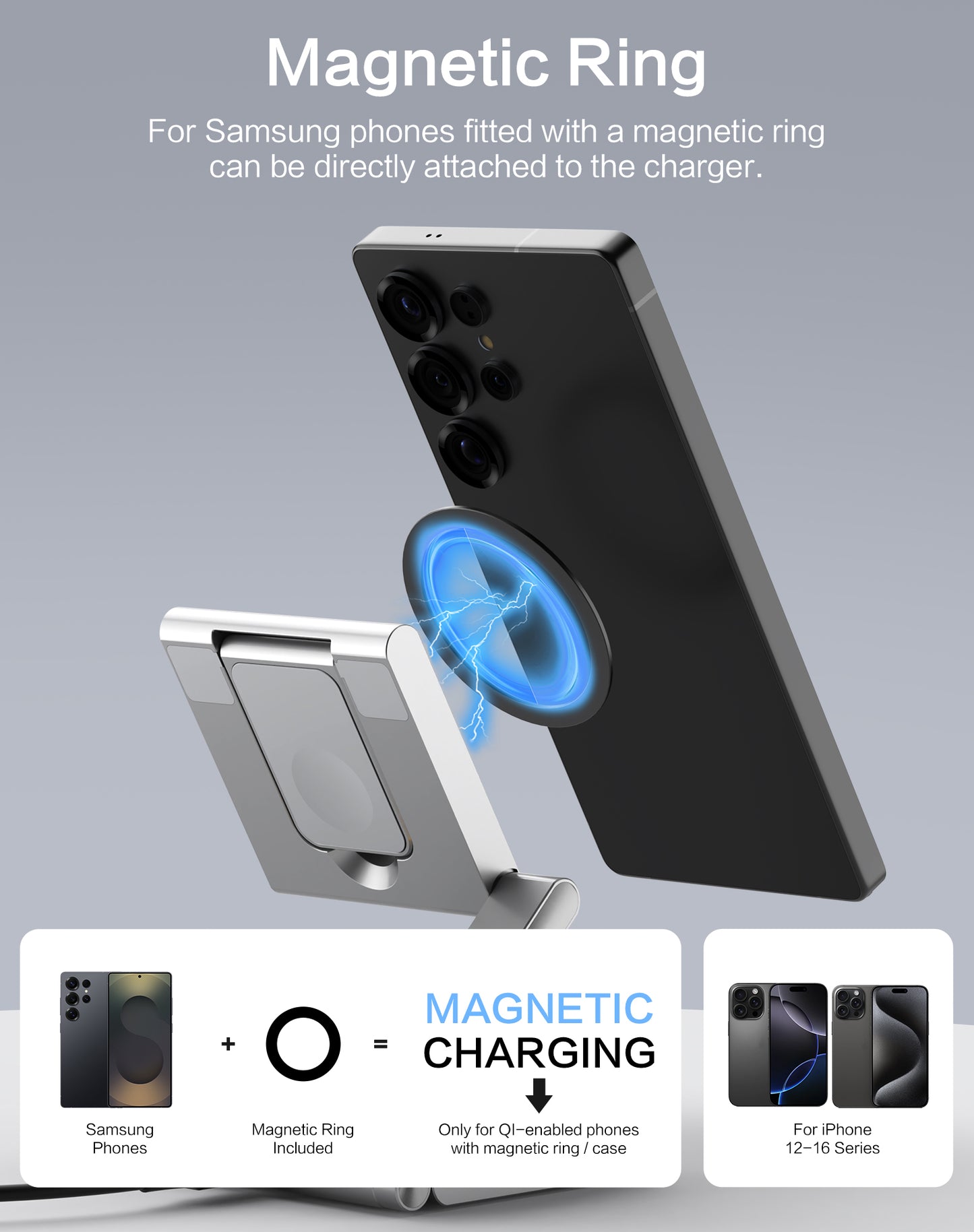 4 in 1Wireless Charger for Samsung Wireless Charging Station for Samsung Galaxy S25 S24 Ultra/S23 Ultra/S22/S21/Note 20/Z Flip 6/Fold 6, Charger for Samsung Galaxy Watch Ultra/7/6/5, Galaxy Buds 2/2 Pro