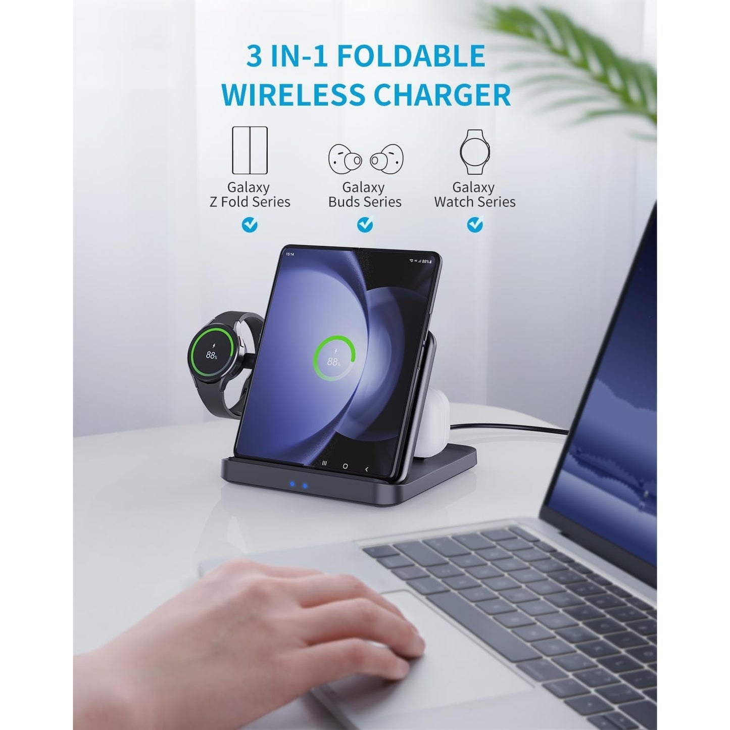 3 in 1 Wireless Charger Stand For Google Pixel Fold/Pixel 7 6 5 Fast Charging Dock Station for Google Pixel Watch 2/1/Buds Pro - SIKAI CASE