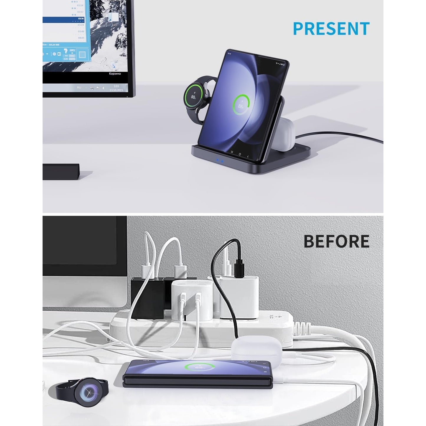3 in 1 Wireless Charger Stand For Google Pixel Fold/Pixel 7 6 5 Fast Charging Dock Station for Google Pixel Watch 2/1/Buds Pro - SIKAI CASE
