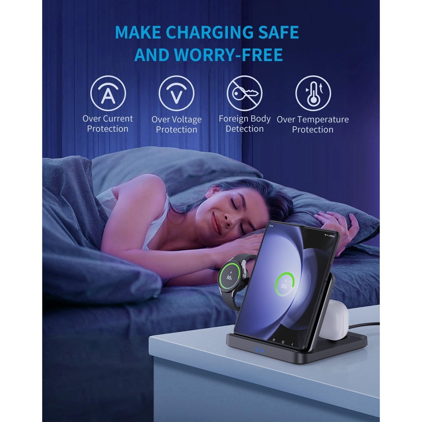 3 in 1 Wireless Charger Stand For Google Pixel Fold/Pixel 7 6 5 Fast Charging Dock Station for Google Pixel Watch 2/1/Buds Pro - SIKAI CASE