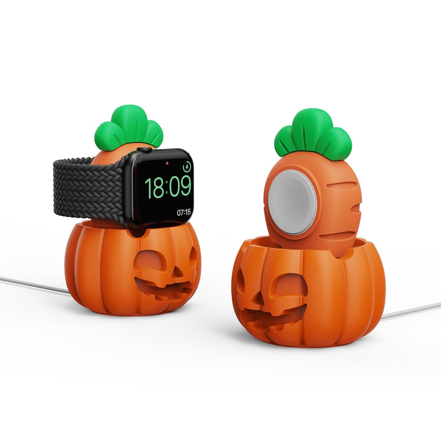 SIKAI CASE Cute Pumpkin Charger Stand Compatible with All Apple Watch Series Ultra2/Ultra/9/8/SE2/7/6/SE/5/4/3/2/1 (49mm-38mm), for iWatch Charging Dock Silicone,Supports Nightstand Mode