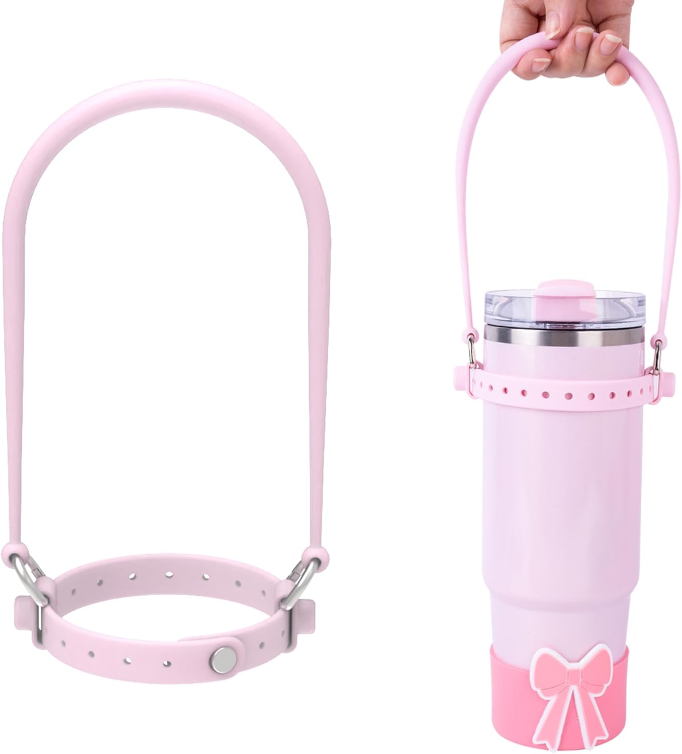 SIKAI CASE Water Bottle Handle, Silicone Water Bottle Accessories Compatible with Owala, Stanley Cups, Hydro Flask and Most 8-40oz Bottles, Lanyards with Croc Charms Hole for DIY Fun