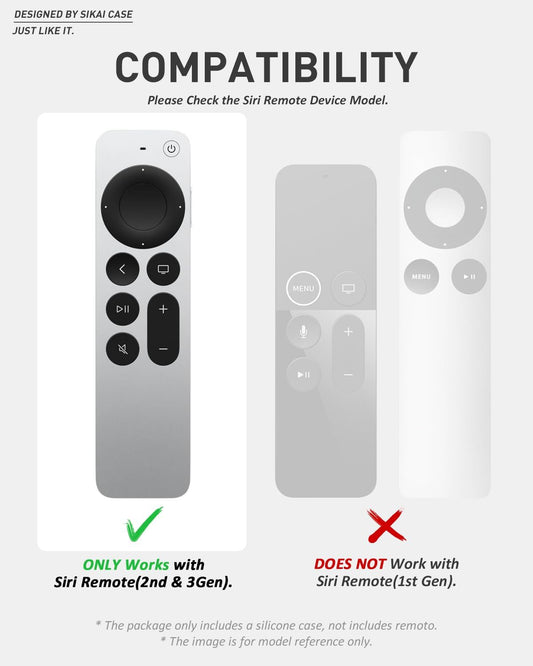 SikaiCase Crocodile Silicone Remote Cover for Apple TV Siri Remote with AirTag Slot