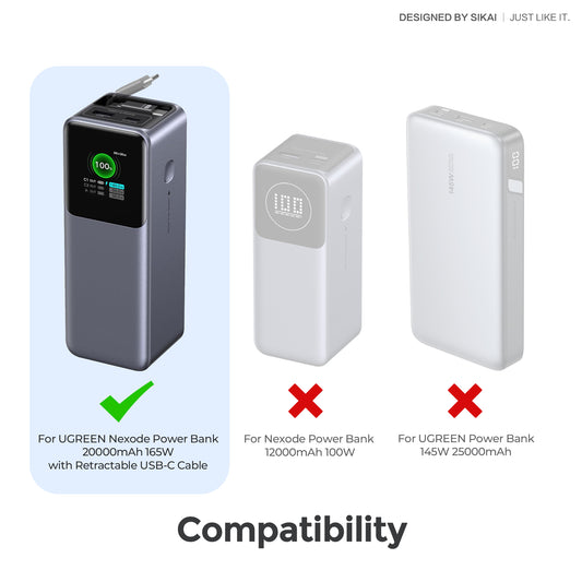 SikaiCase Silicone Case for UGREEN Nexode Power Bank 20000mAh 165W with Retractable USB-C Cable