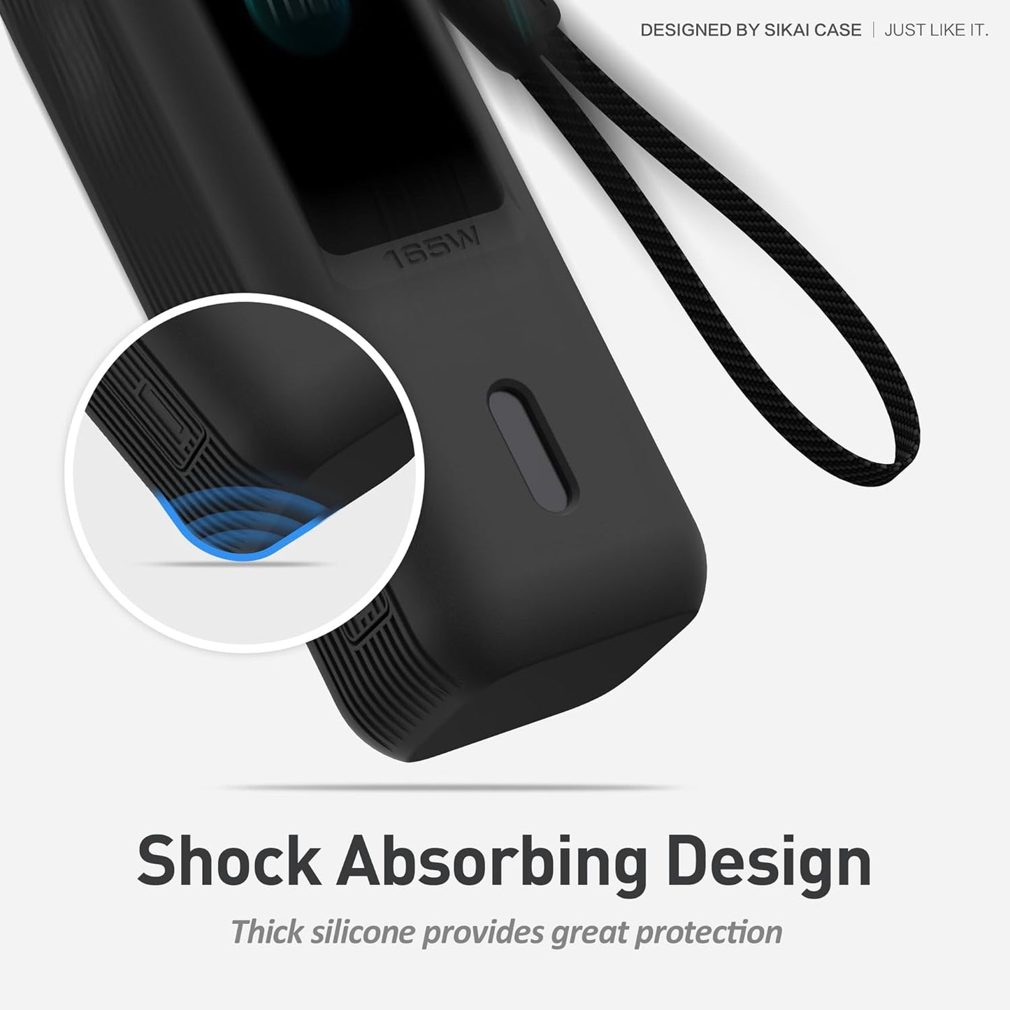 Silicone Case for Anker Laptop Power Bank (25,000mAh 165W) 1/4" Nut Hole,SD/SIM Card Storage, Display Protection&Dustproof, Travel Protective Cover Compatible with Anker Power Bank 165W