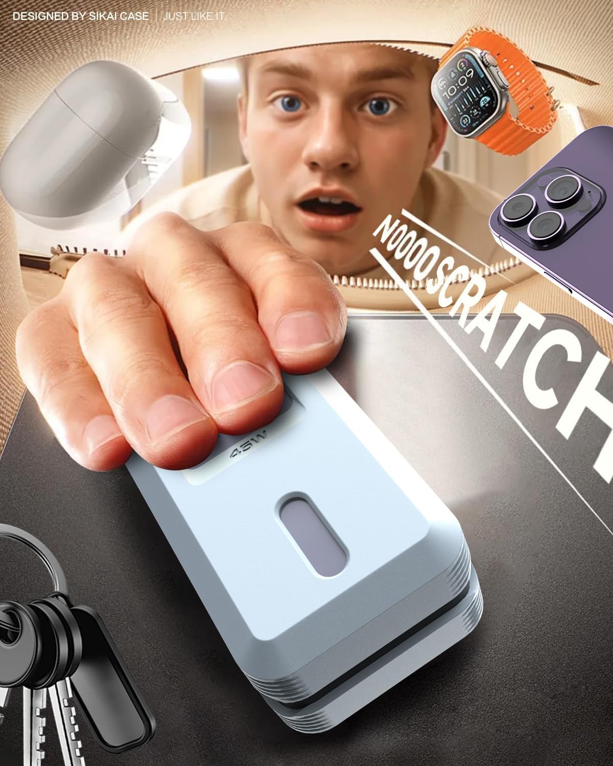 Silicone Case for Anker Nano Power Bank (10,000mAh 45W) A1638 Protective Cover with Precise Cutouts, Shockproof Scratch-Resistant Dust-Proof for Daily Use & Travel & Flight