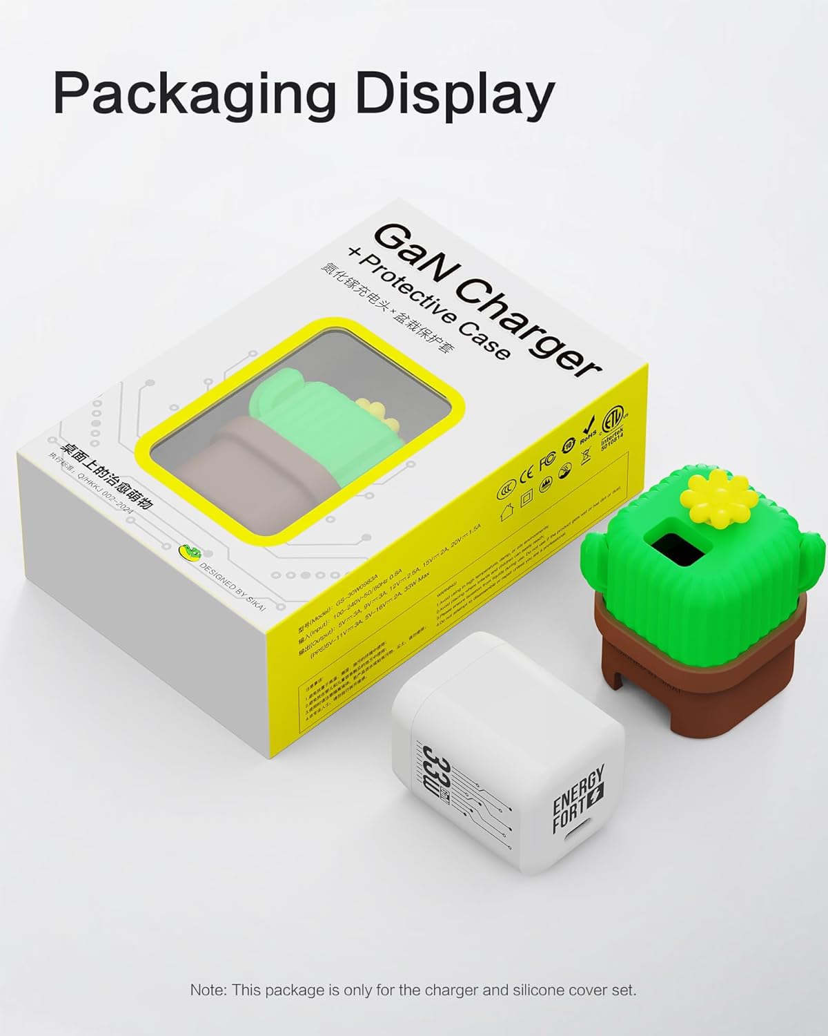 USB C Charger Adapters with Carrot Silicone Case, PD33W Foldable USB C Charger Fast Charging for iPhone 16/15 Series, iPad, Galaxy, Scratch Resistant with Precise Cut-Out