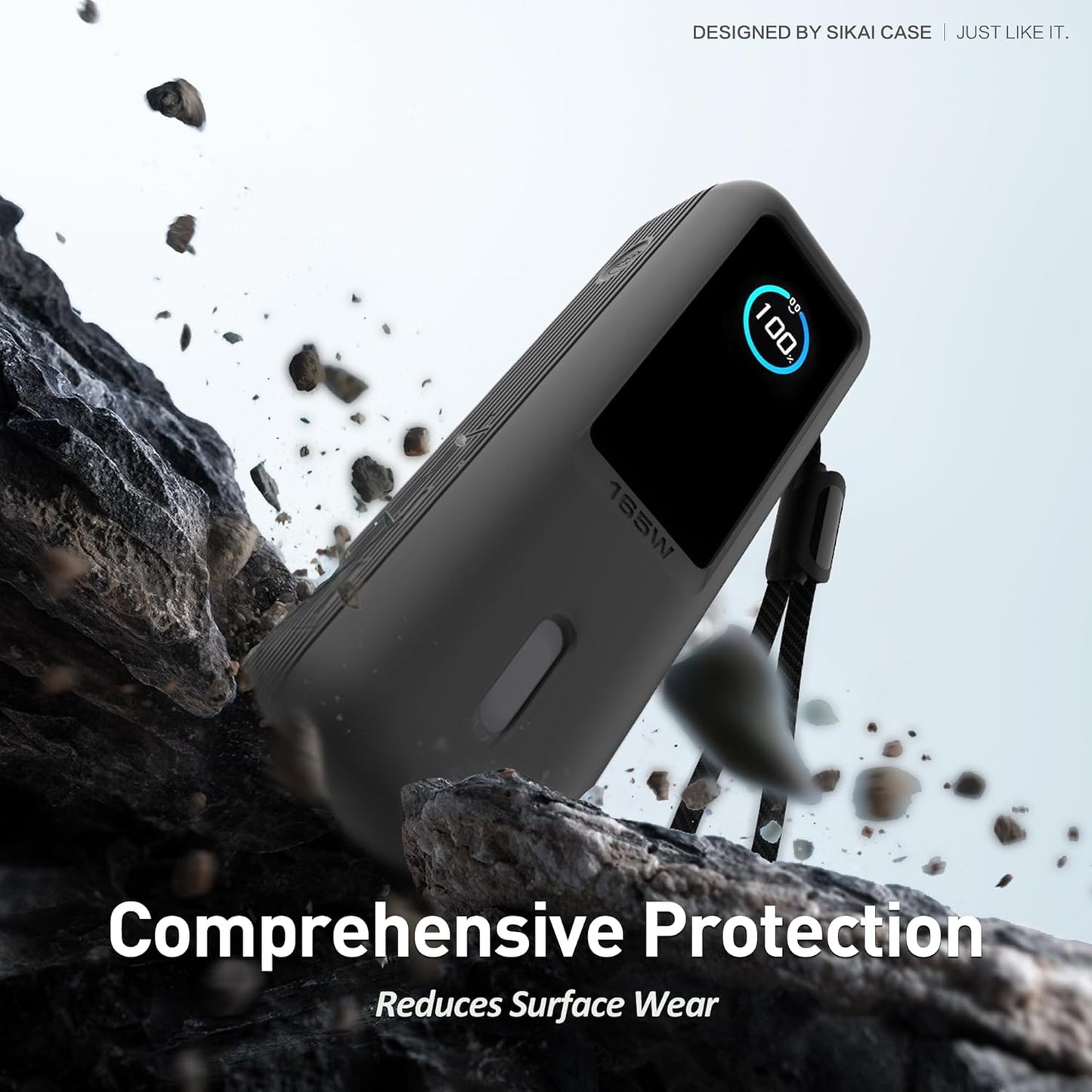 Silicone Case for Anker Laptop Power Bank (25,000mAh 165W) 1/4" Nut Hole,SD/SIM Card Storage, Display Protection&Dustproof, Travel Protective Cover Compatible with Anker Power Bank 165W