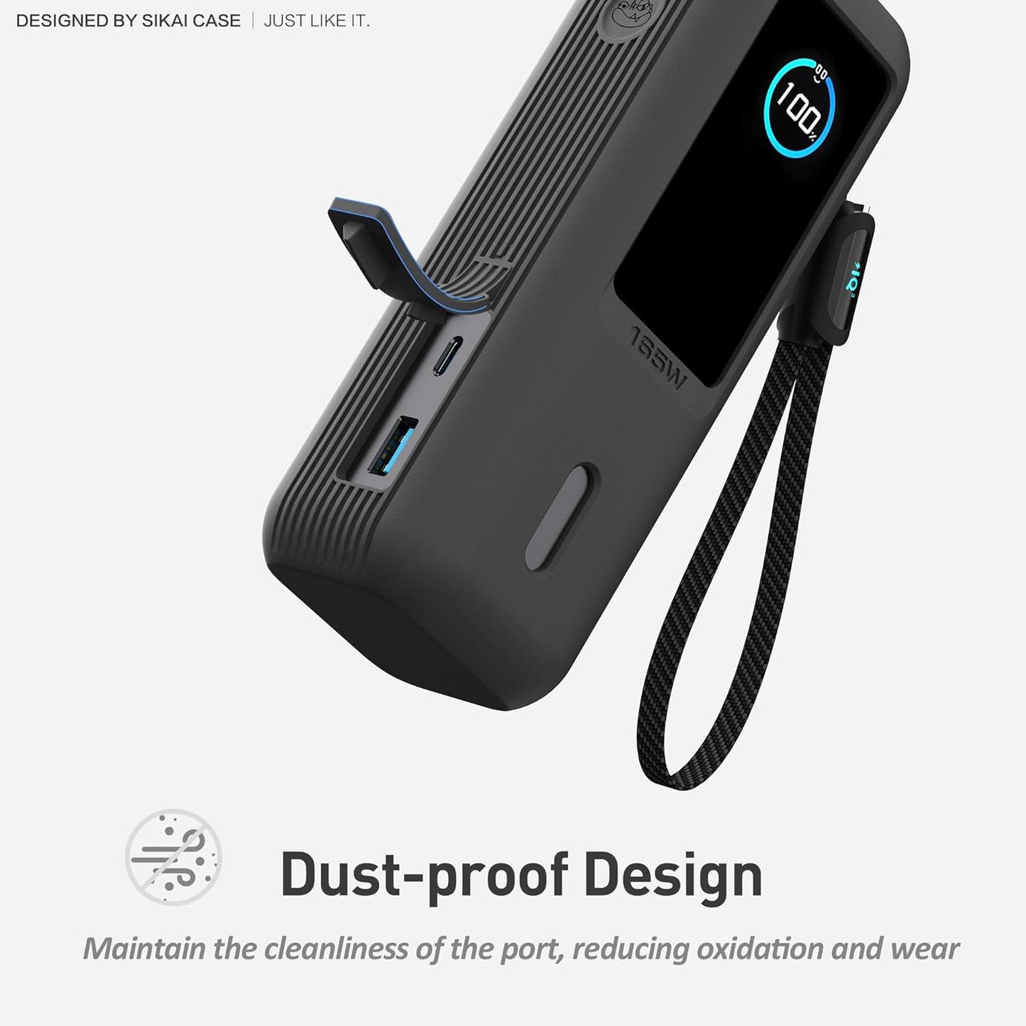 Silicone Case for Anker Laptop Power Bank (25,000mAh 165W) 1/4" Nut Hole,SD/SIM Card Storage, Display Protection&Dustproof, Travel Protective Cover Compatible with Anker Power Bank 165W