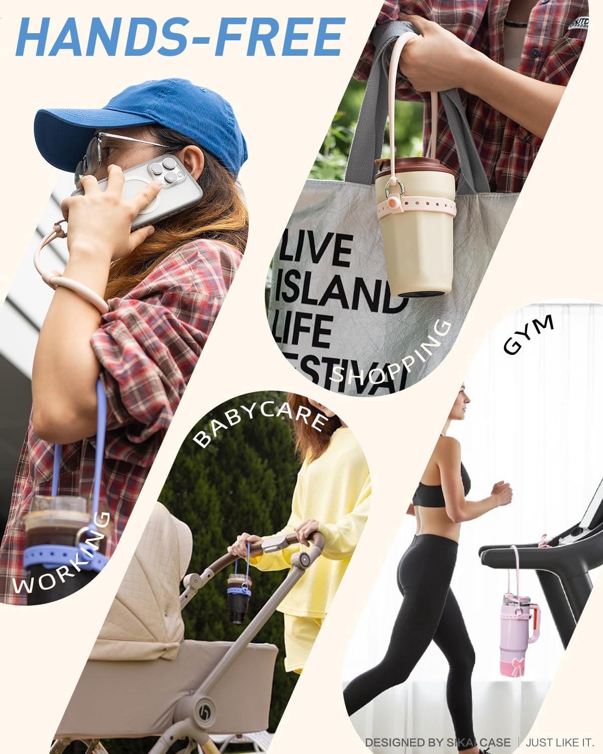 SIKAI CASE Water Bottle Handle, Silicone Water Bottle Accessories Compatible with Owala, Stanley Cups, Hydro Flask and Most 8-40oz Bottles, Lanyards with Croc Charms Hole for DIY Fun