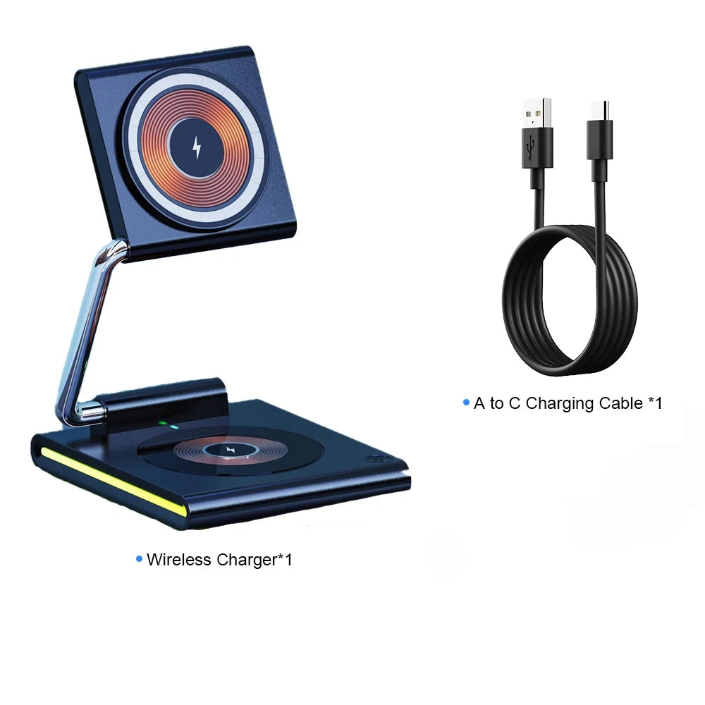 Foldable RGB Wireless Charger for iPhone 15 14 13 12 Pro LED Dock Station for Apple Watch S9 Ultra 2 AirPods Pro IWatch Holder SIKAI CASE