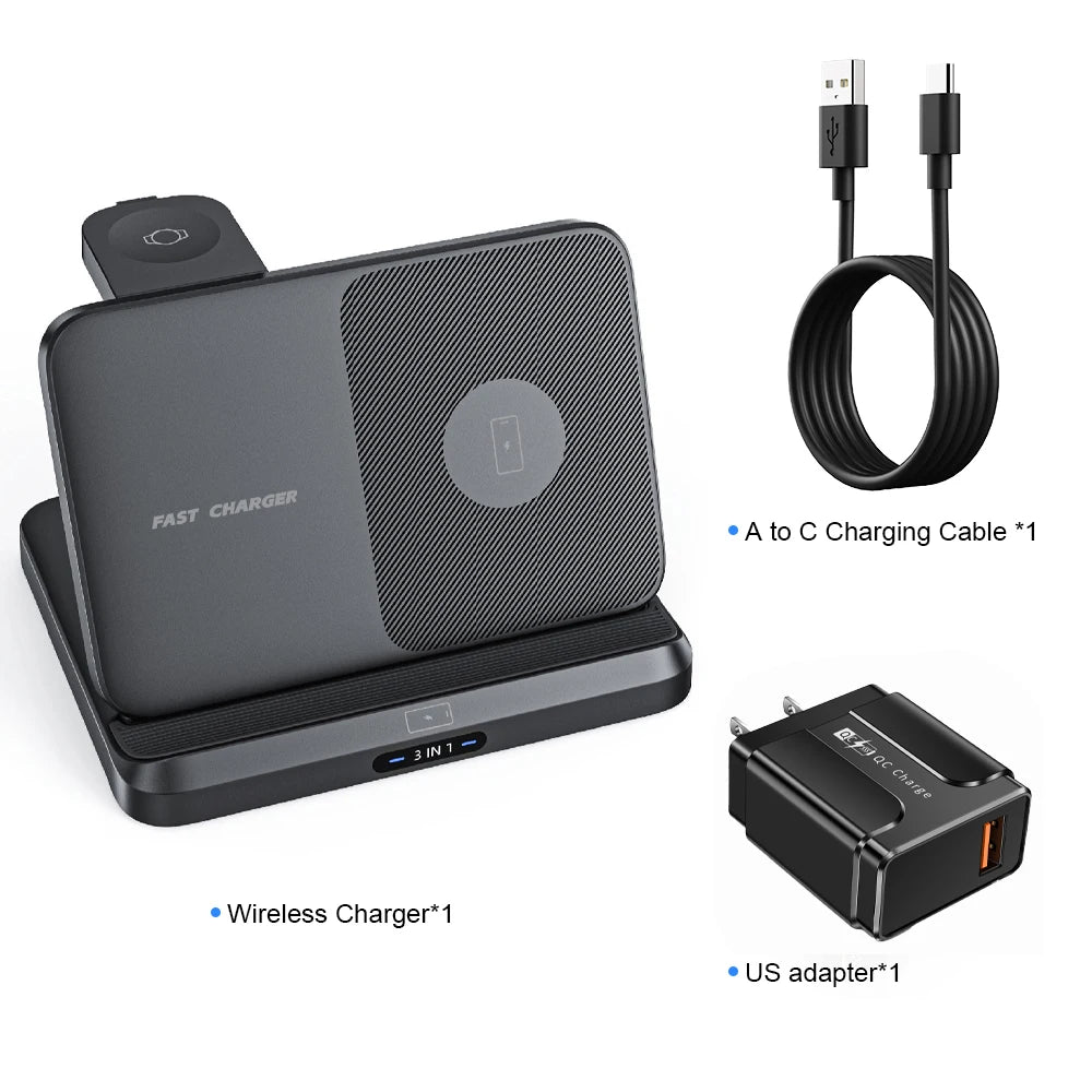 Foldable Wireless Charger Stand for Samsung Galaxy Z Fold 5 4 3 S24 Ultra Fast Charging Dock Station for Galaxy Watch 6 Buds2 SIKAI CASE