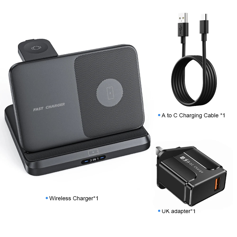 Foldable Wireless Charger Stand for Samsung Galaxy Z Fold 5 4 3 S24 Ultra Fast Charging Dock Station for Galaxy Watch 6 Buds2 SIKAI CASE