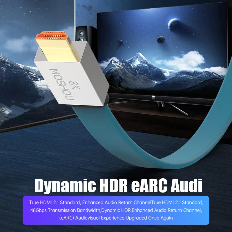 MOSHOU HDMI 2.1 Cable 48Gbps 8K@60Hz 4K@120Hz Ultra High Speed HDMI Cord HDCP 2.2 & 2.3 HDR 10 eARC for Dolby Vision Atmos SIKAI CASE