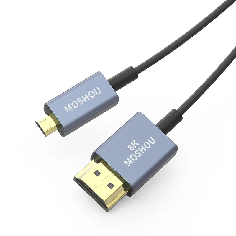 MOSHOU HDMI 2.1 Ultra Thin Flexible Micro HDMI to HDMI 8K@60Hz 4K@120Hz for Gimbal GoPro Hero 7 Camera Stabilizer Laptop SIKAI CASE
