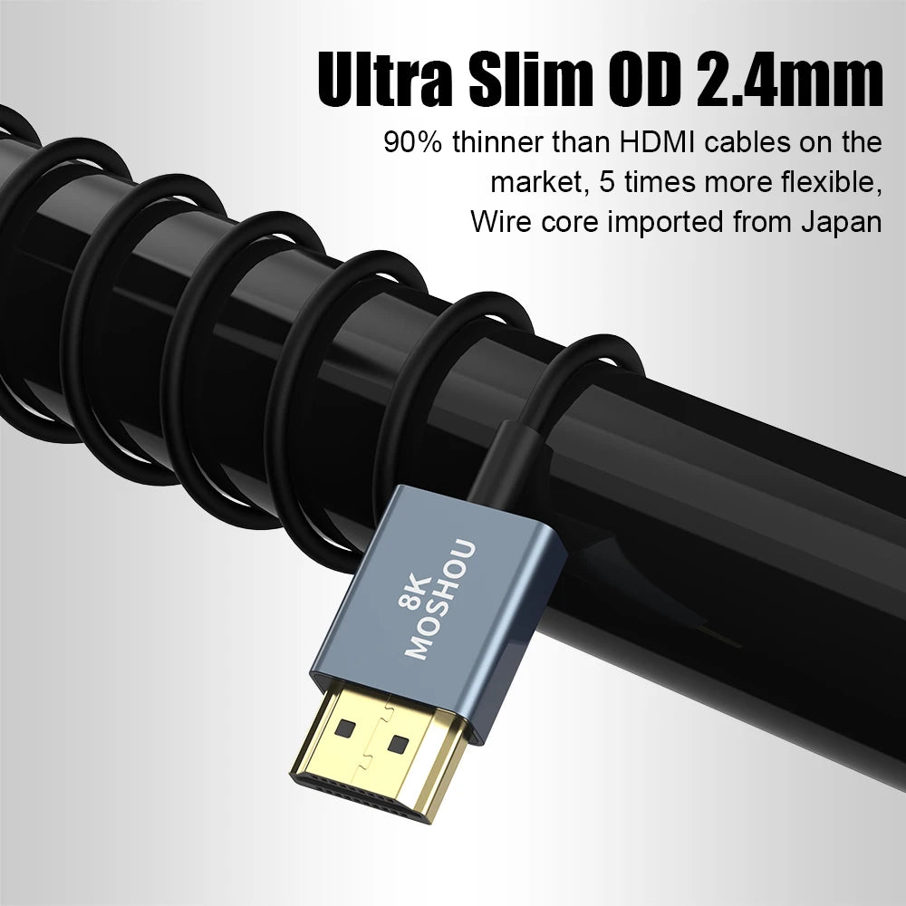 MOSHOU HDMI 2.1 Ultra Thin Flexible Micro HDMI to HDMI 8K@60Hz 4K@120Hz for Gimbal GoPro Hero 7 Camera Stabilizer Laptop SIKAI CASE