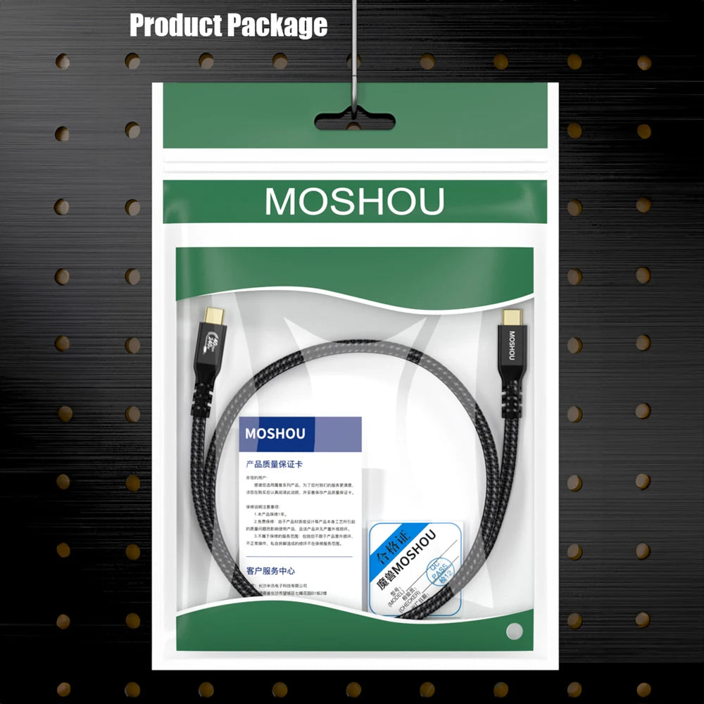 MOSHOU 240W USB C to USB C Cable - 40 Gbps Data Transfer, Type C to Type C Charger, USB-C Fast Charging Cord for MacBook Pro