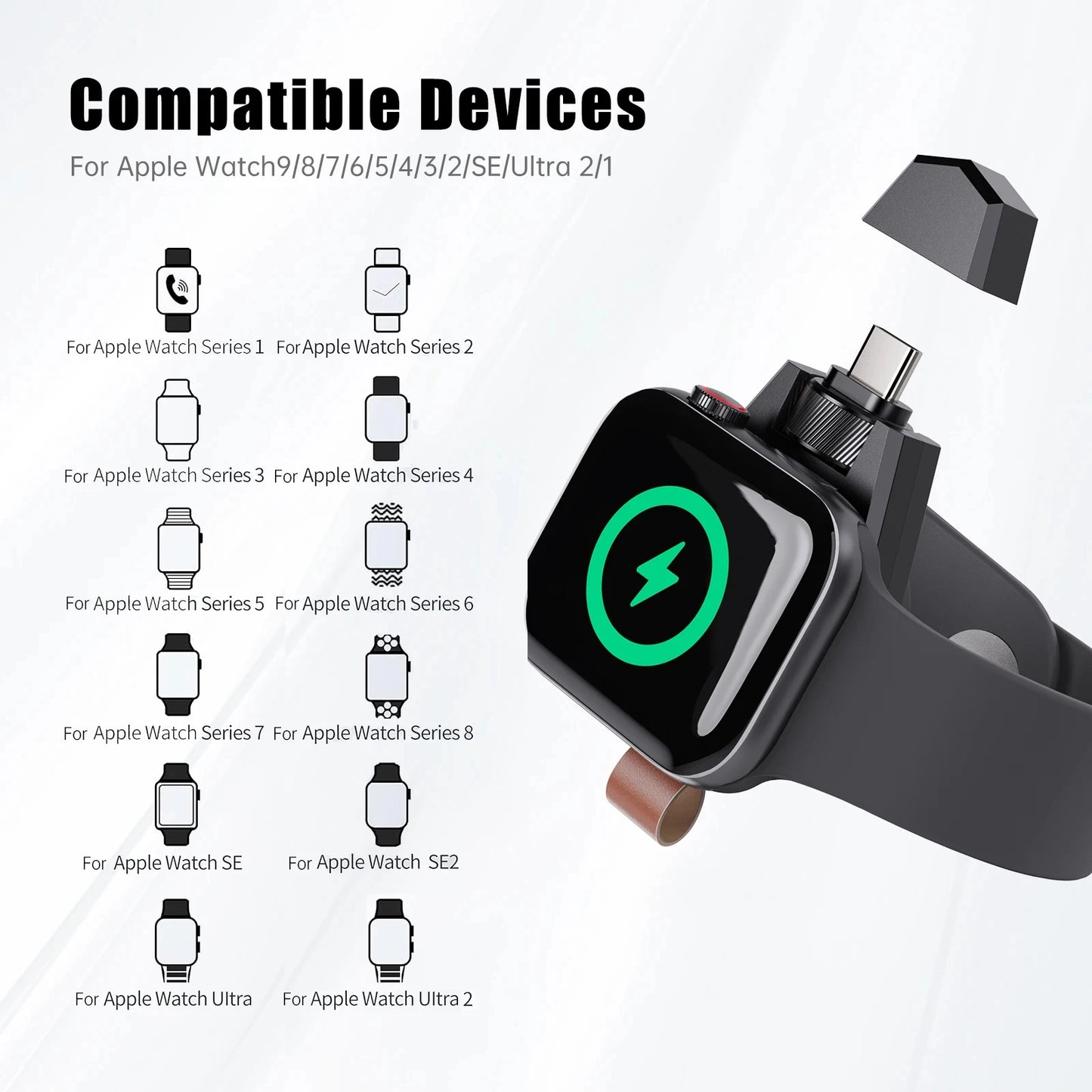 Magnetic Wireless Charger For Apple Watch Series 10 9 8 7 Ultra 2 SE Type C Fast Charging Dock For iWatch 6 5 4 3 2 1 Accessories