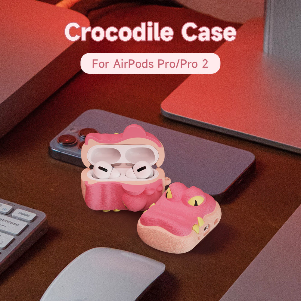 SIKAI 100% Recycle Super Cute Pinky Crocodile Silicone Case For Airpods Pro 1 2 Airpods 3 Protective Cover Earphone Case For Air Pods Pro BUY 1 GET 1 FREE SIKAI CASE