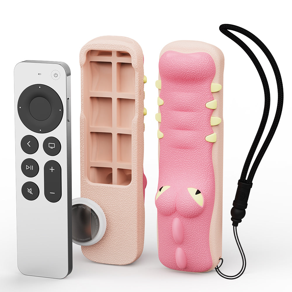 SIKAI PINK Crocodile Shape New Silicone Case Soft Non-slip Anti-drop for Apple TV 4K Siri Remote Protection Cover SIKAI CASE