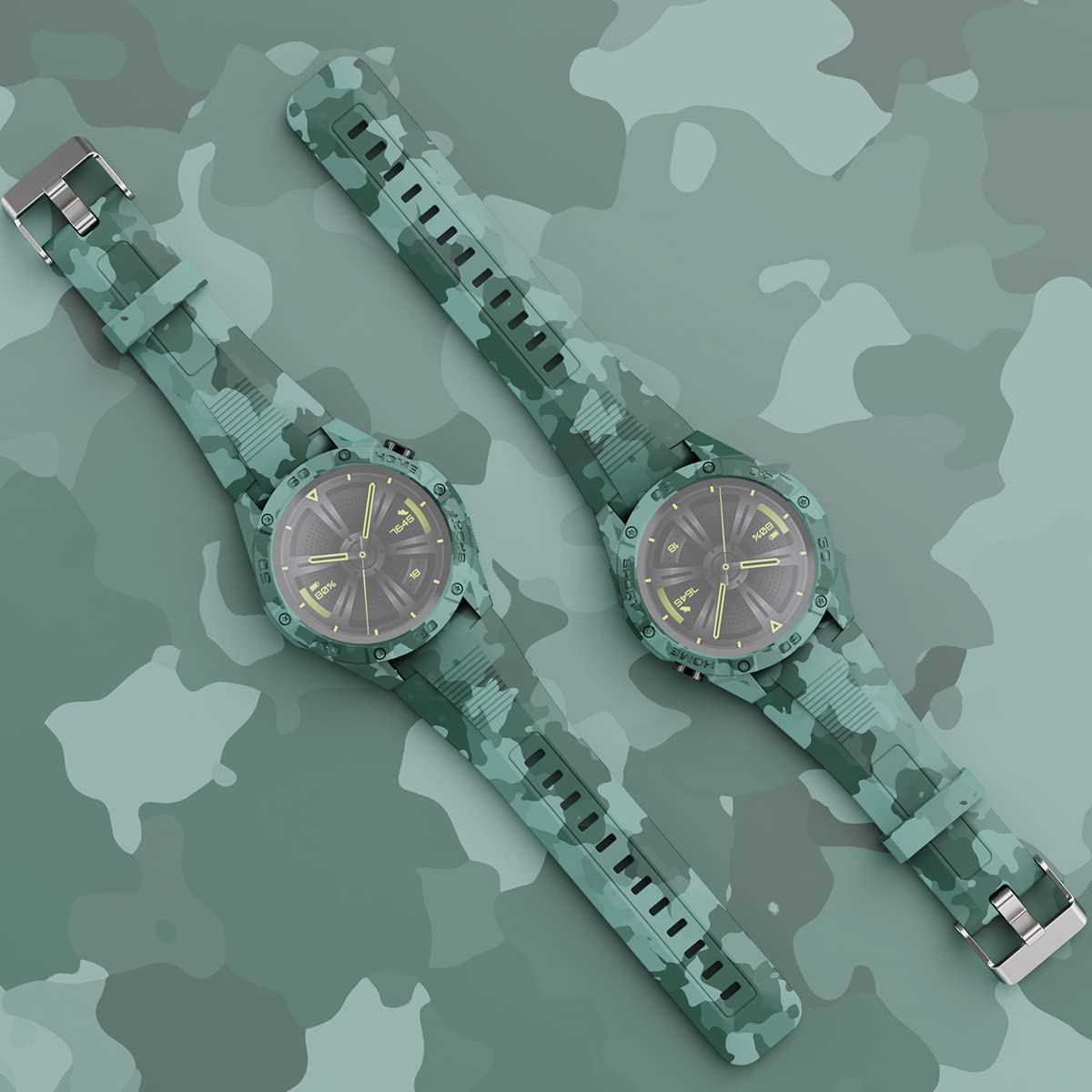 SIKAI for Huawei Watch GT3 46mm - Protective Case and Replacement Band Set in Camouflage Desig