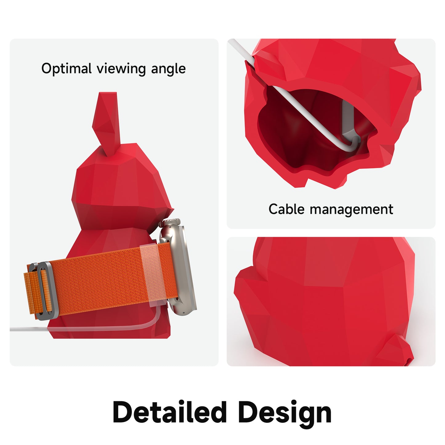 Geometric Rabbit Design Charger Stand for Apple Watch, Compatible with iWatch Series 8, SE2, 7, 6, SE, 5, 4, 3, 2, 1 / 45mm, 44mm, 42mm, 41mm, 40mm, 38mm, Support Night Stand Mode SIKAI CASE