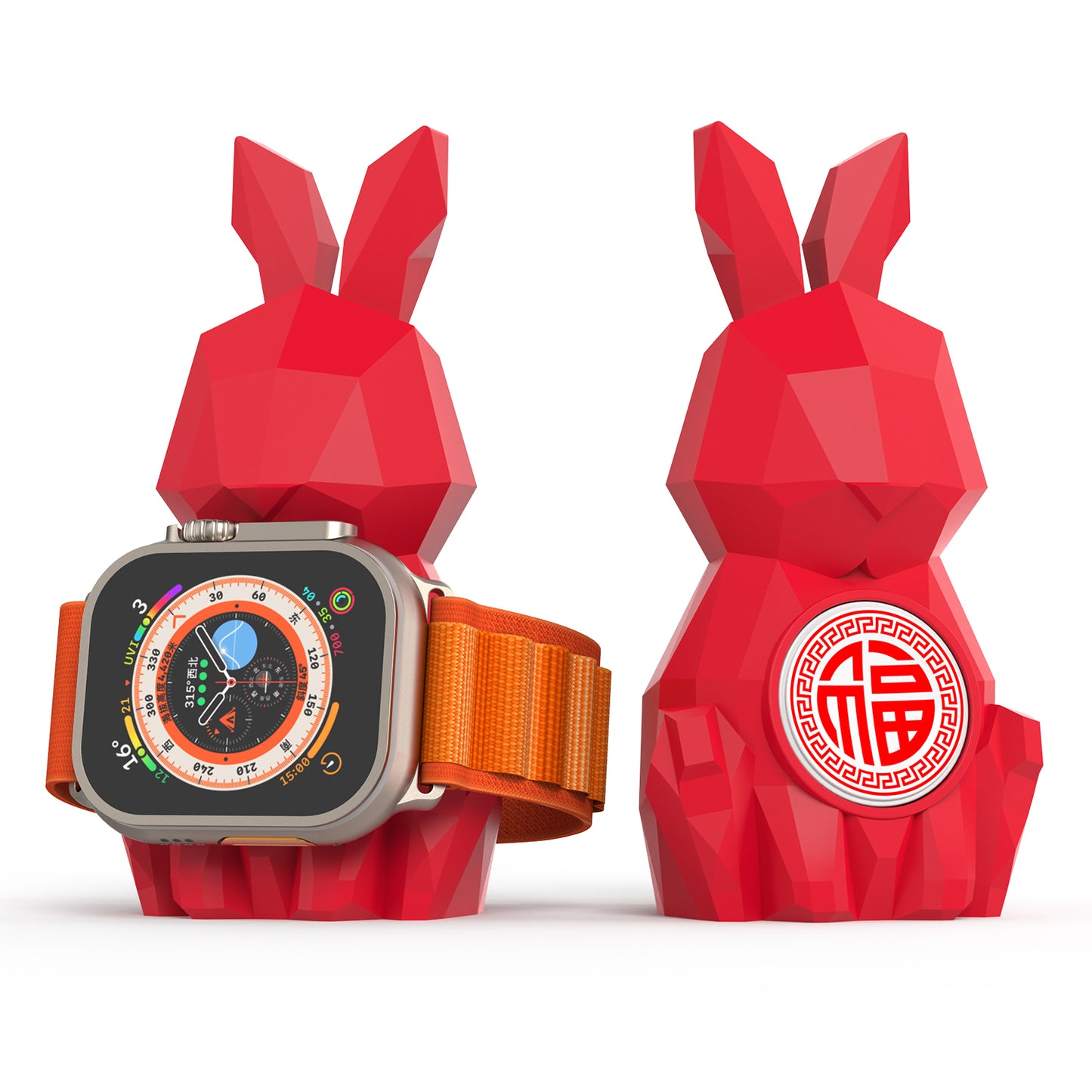 Geometric Rabbit Design Charger Stand for Apple Watch, Compatible with iWatch Series 8, SE2, 7, 6, SE, 5, 4, 3, 2, 1 / 45mm, 44mm, 42mm, 41mm, 40mm, 38mm, Support Night Stand Mode SIKAI CASE