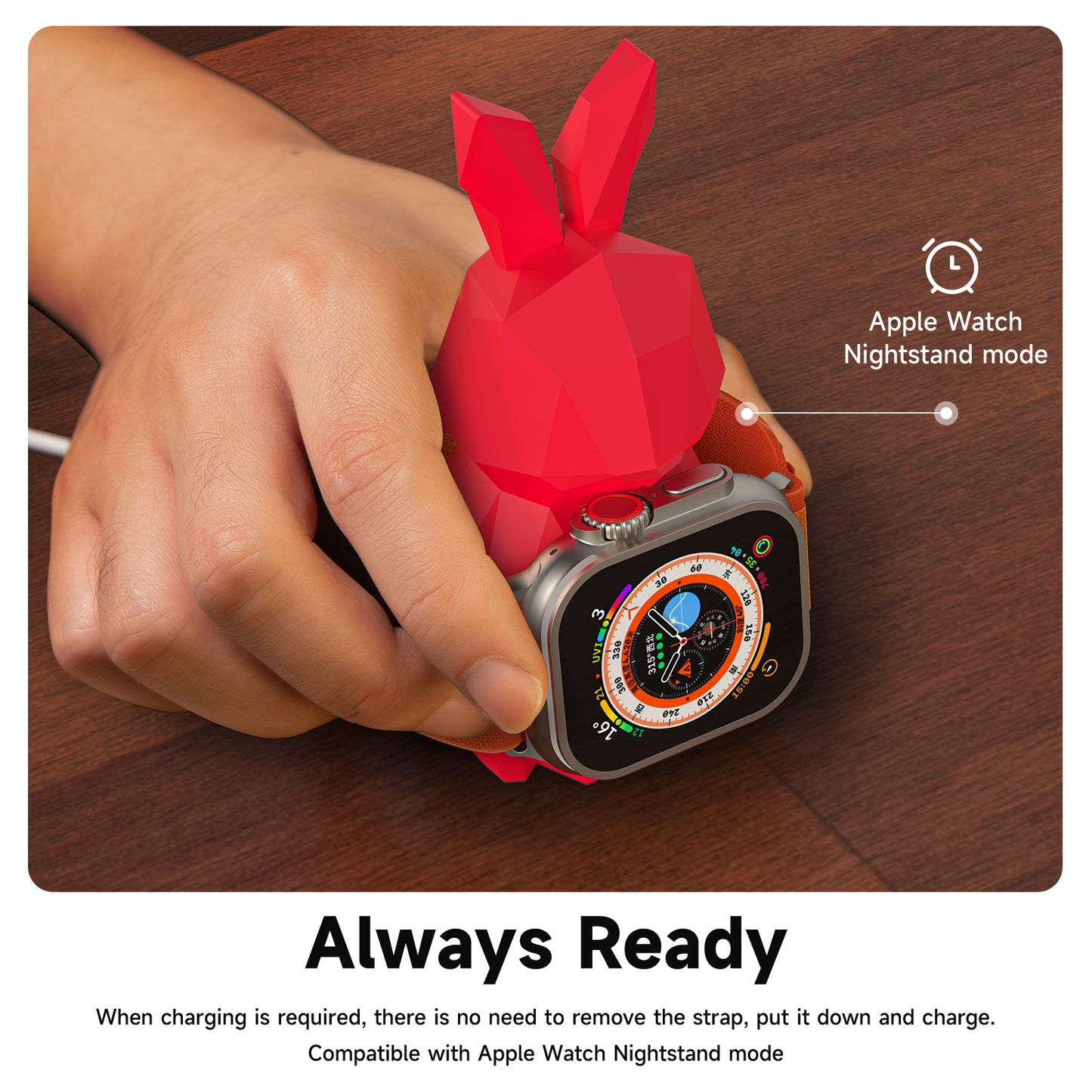 Geometric Rabbit Design Charger Stand for Apple Watch, Compatible with iWatch Series 8, SE2, 7, 6, SE, 5, 4, 3, 2, 1 / 45mm, 44mm, 42mm, 41mm, 40mm, 38mm, Support Night Stand Mode SIKAI CASE