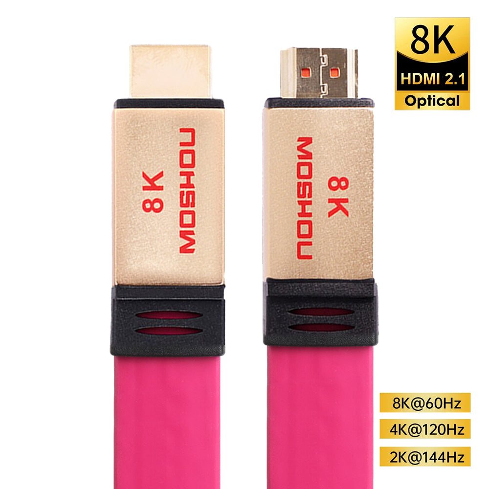 Pink Flat cable HDMI Cables UHD HDR 48Gbs 4K@60HZ 8K@120Hz Audio & Video Cables MOSHOU HDMI 2.1 Cord SIKAI CASE