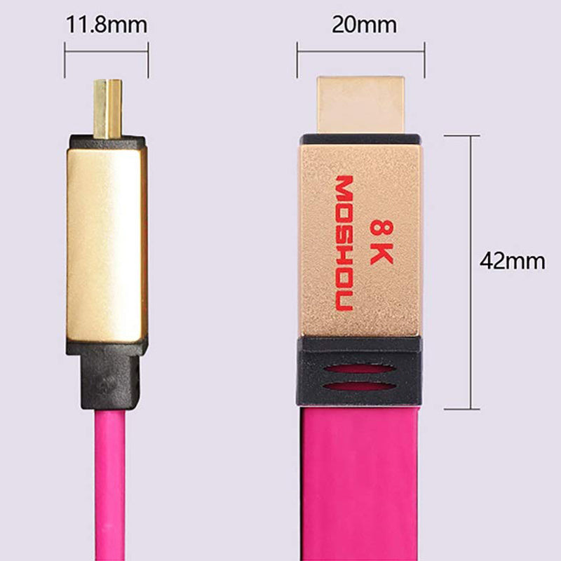 Pink Flat cable HDMI Cables UHD HDR 48Gbs 4K@60HZ 8K@120Hz Audio & Video Cables MOSHOU HDMI 2.1 Cord SIKAI CASE