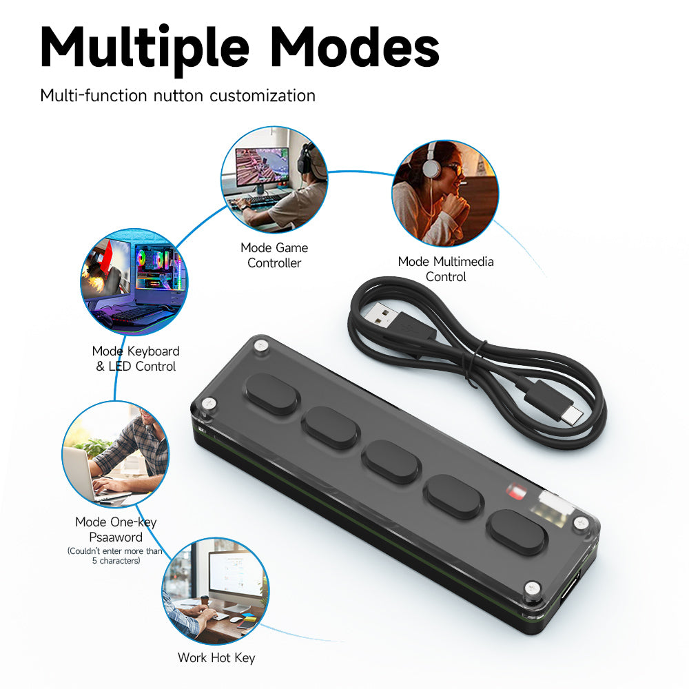 Programming Macro Custom Knob Keyboard RGB 5 Silicone Key Copy Paste Mini Button Photoshop Gaming Keypad Mechanical Hotswap Macropad SIKAI CASE