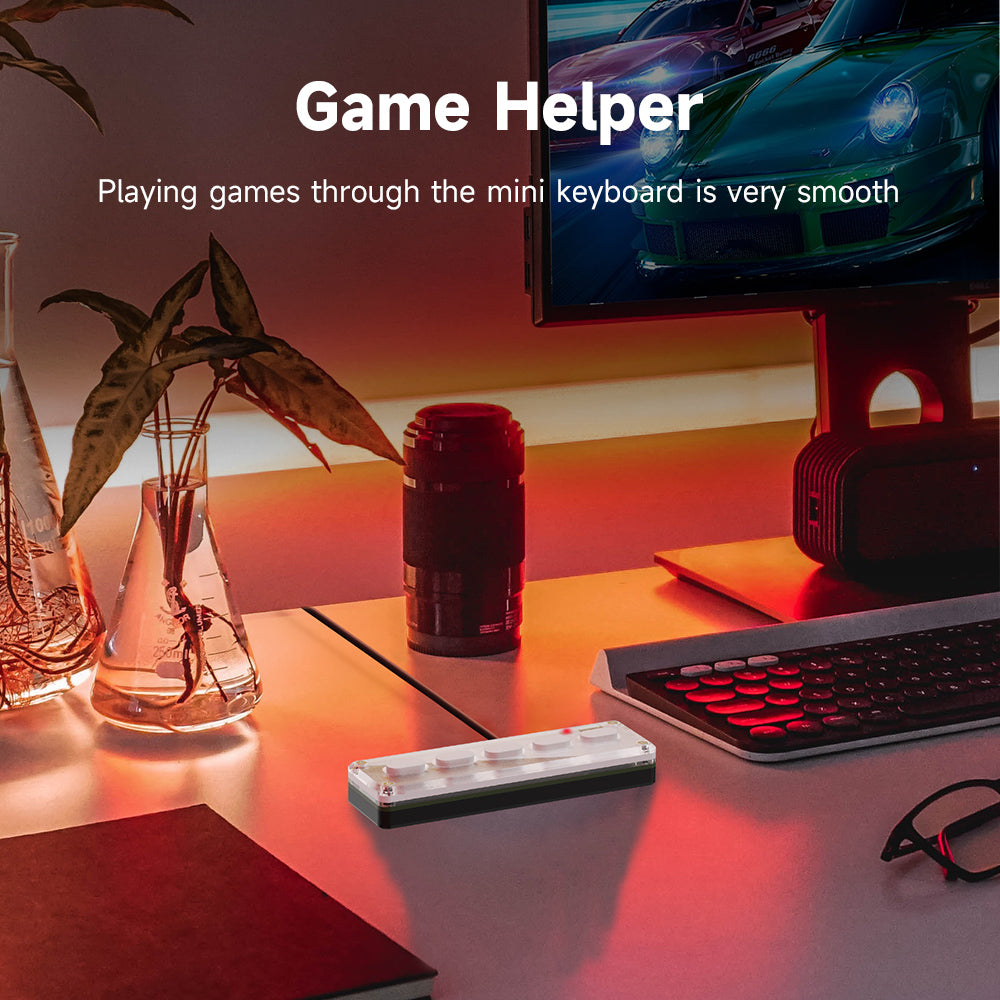 Programming Macro Custom Knob Keyboard RGB 5 Silicone Key Copy Paste Mini Button Photoshop Gaming Keypad Mechanical Hotswap Macropad SIKAI CASE