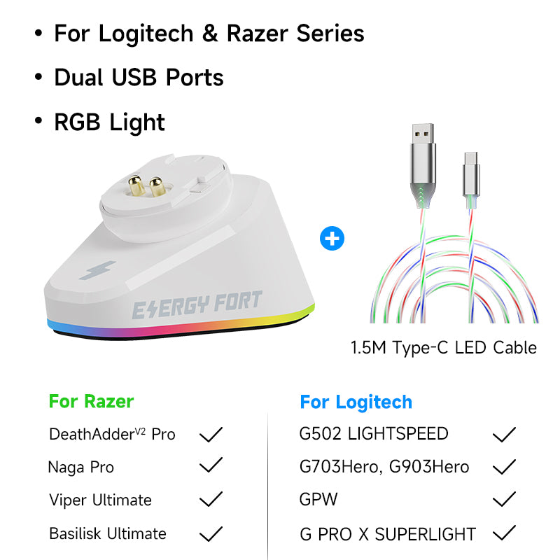 RGB Wireless Charger Charging Stand for Logitech Mouse and Razer Mouse SIKAI CASE