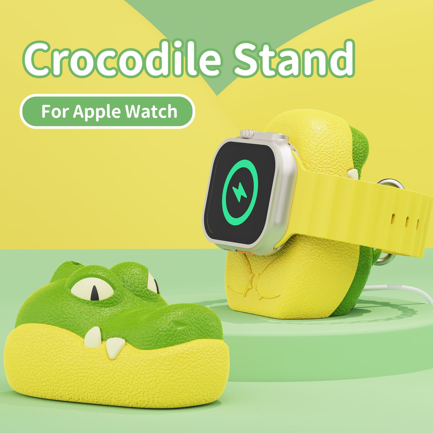 SIKAI Cute Crocodile Charger Stand Compatible with Apple Watch Series 8/7/6/SE/5/4/3/2/1 (45mm, 44mm, 42mm, 41mm, 40mm, 38mm), Skin-Friendly Silicone, Nightstand Mode, Home/Office Use, Ideal Gift SIKAI CASE