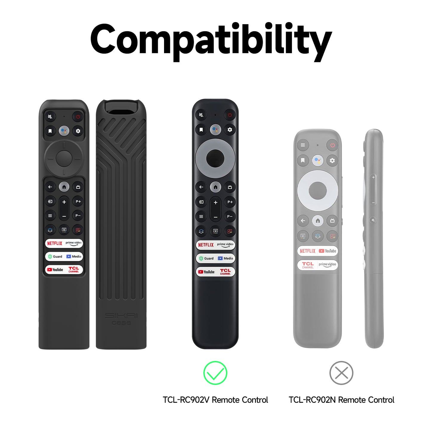 Silicone Cover for TCL RC902V FMR1/RC833(2023) Voice Remote,Shockproof, Skin-Friendly Case for 55R646 55S546 65R646 65S546 75R646 75S546 Series TV Remote SIKAI CASE