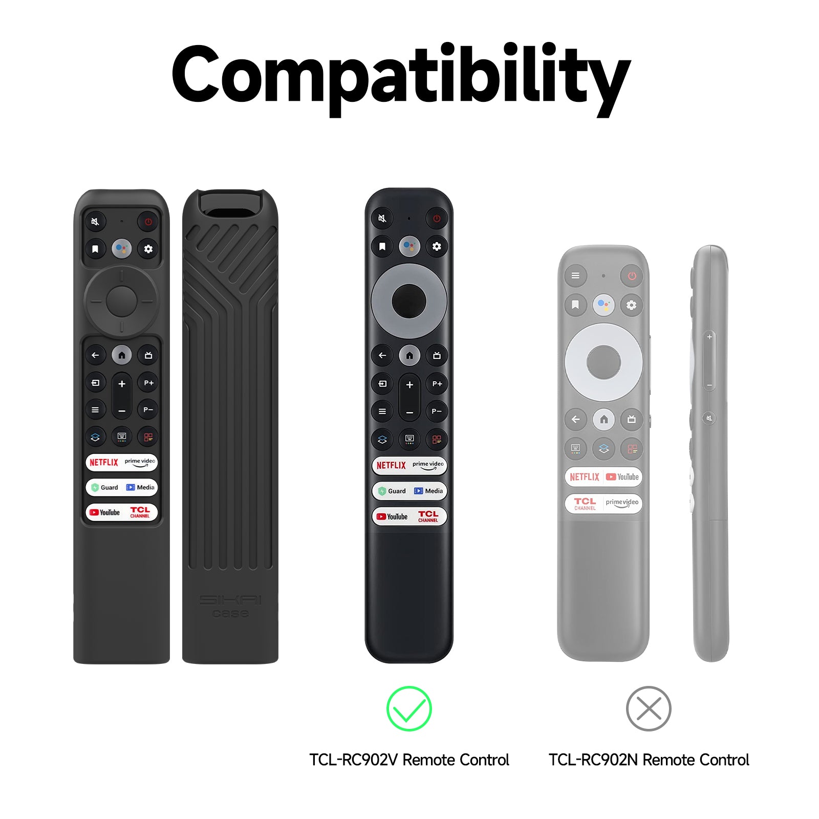 Silicone Cover for TCL RC902V FMR1/RC833(2023) Voice Remote,Shockproof, Skin-Friendly Case for 55R646 55S546 65R646 65S546 75R646 75S546 Series TV Remote SIKAI CASE