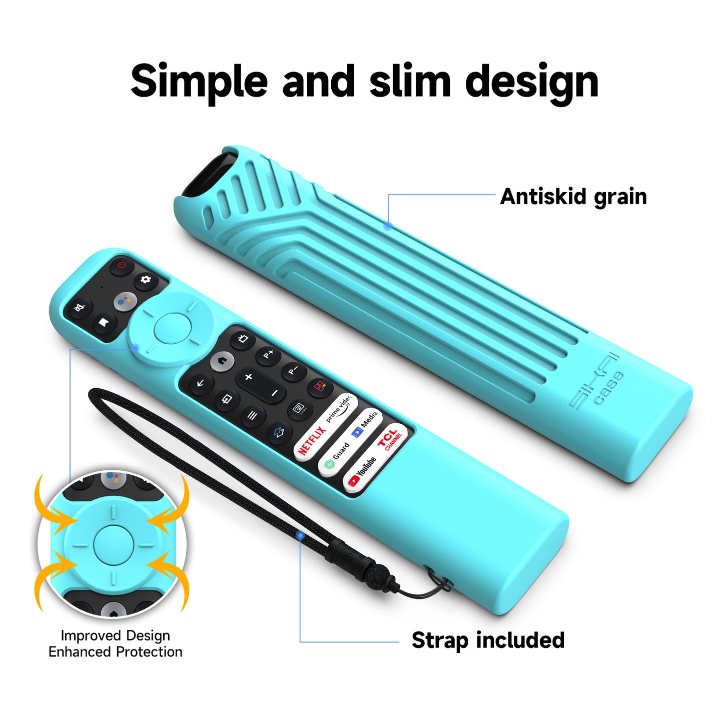 Silicone Cover for TCL RC902V FMR1/RC833(2023) Voice Remote,Shockproof, Skin-Friendly Case for 55R646 55S546 65R646 65S546 75R646 75S546 Series TV Remote SIKAI CASE