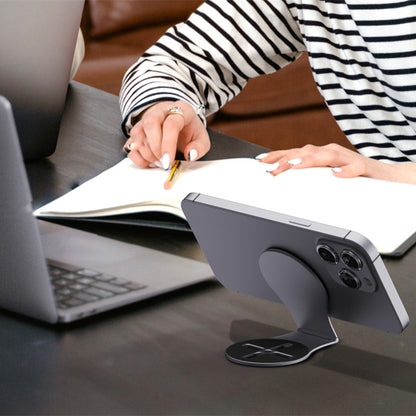 MagoX. Magnetic Phone Mount for iPhone 17 - Folding Metal Floating Stand for Laptop & Car Dashboard Screen - Universal Navigation Holder for Tesla, Xiaomi SU7 & EV