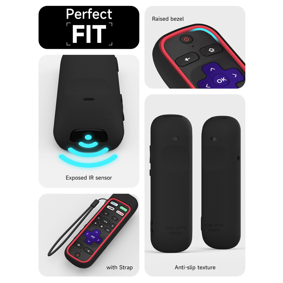 SikaiCase color-block silicone remote cover for Roku Voice Remote Pro RCS01R and Ultra 4800R 4670R - product image 16