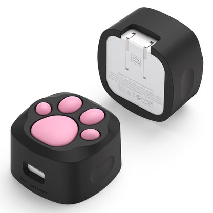 Black and pink cat paw silicone case for Apple 40W Dynamic Power Adapter