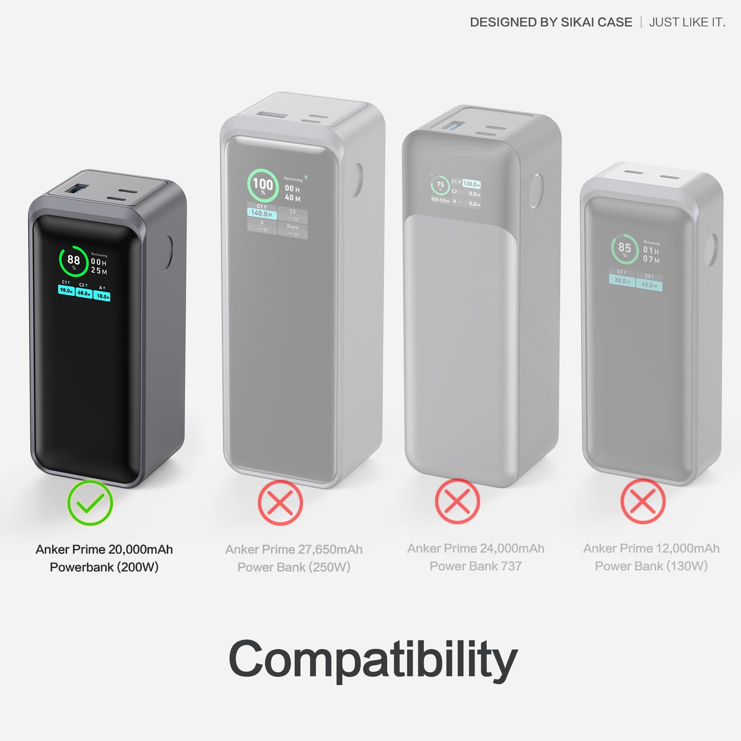 SikaiCase Silicone Case for Anker Prime Power Bank (20K, 200W) A1336