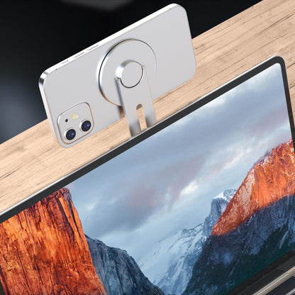 MagoX. Magnetic Phone Mount for iPhone 17 - Folding Metal Floating Stand for Laptop & Car Dashboard Screen - Universal Navigation Holder for Tesla, Xiaomi SU7 & EV