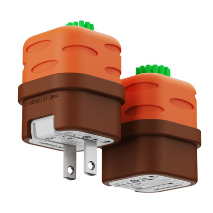 USB C Charger Adapters with Carrot Silicone Case, PD33W Foldable USB C Charger Fast Charging for iPhone 16/15 Series, iPad, Galaxy, Scratch Resistant with Precise Cut-Out