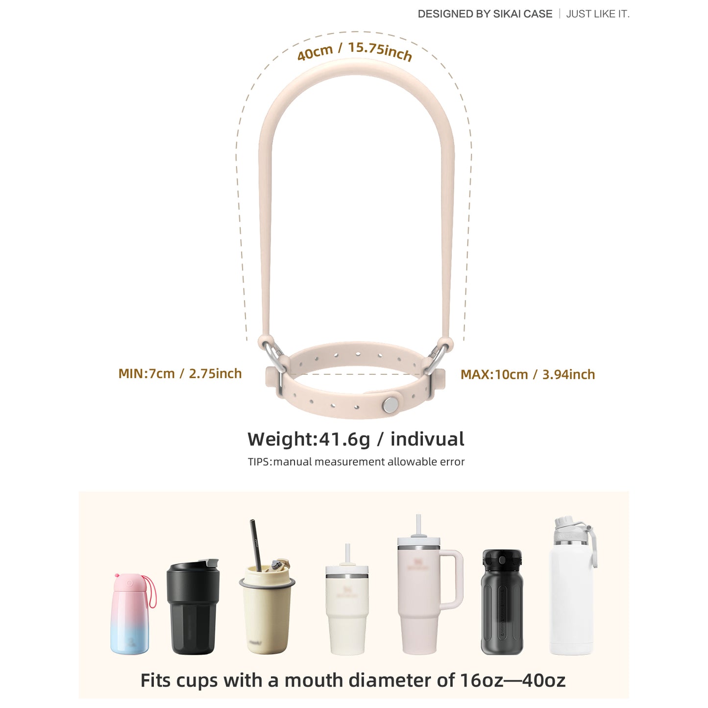 Adjustable silicone bottle handle attached around a reusable water bottle