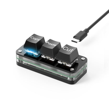 RGB 3-Key Macro Mini Keyboard for Photoshop/Gaming, Hotswap Keypad, Copy Paste Macropad