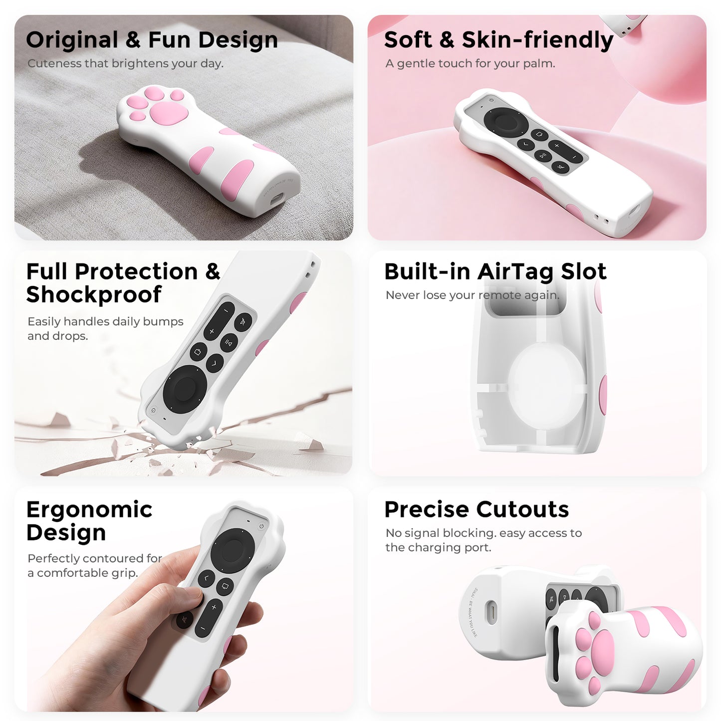 SikaiCase Cat Paw Silicone Remote Cover for Apple TV Siri Remote