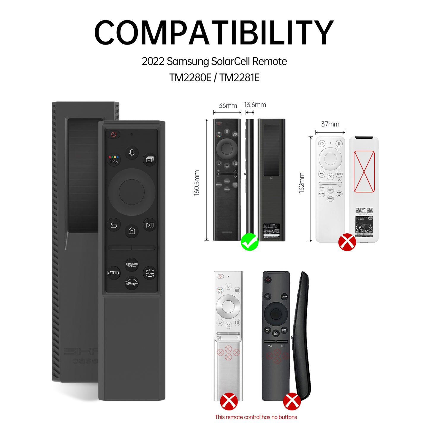 SikaiCase Silicone Remote Cover for Samsung SolarCell Remote (2022)