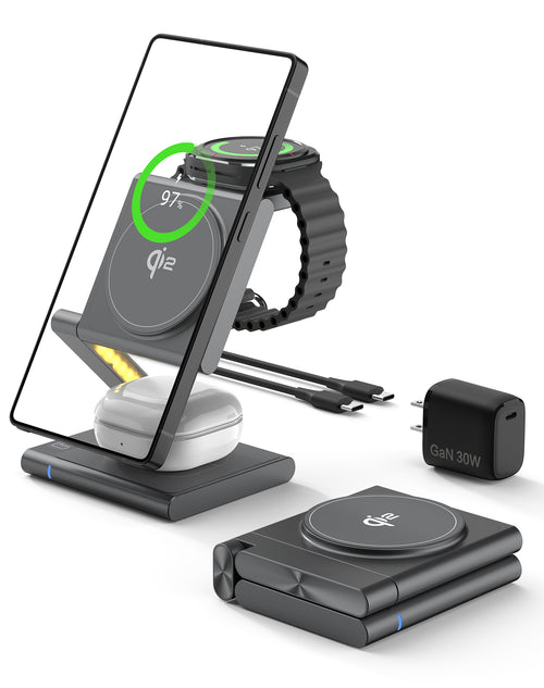 4 in 1Wireless Charger for Samsung Wireless Charging Station for Samsung Galaxy S25 S24 Ultra/S23 Ultra/S22/S21/Note 20/Z Flip 6/Fold 6, Charger for Samsung Galaxy Watch Ultra/7/6/5, Galaxy Buds 2/2 Pro