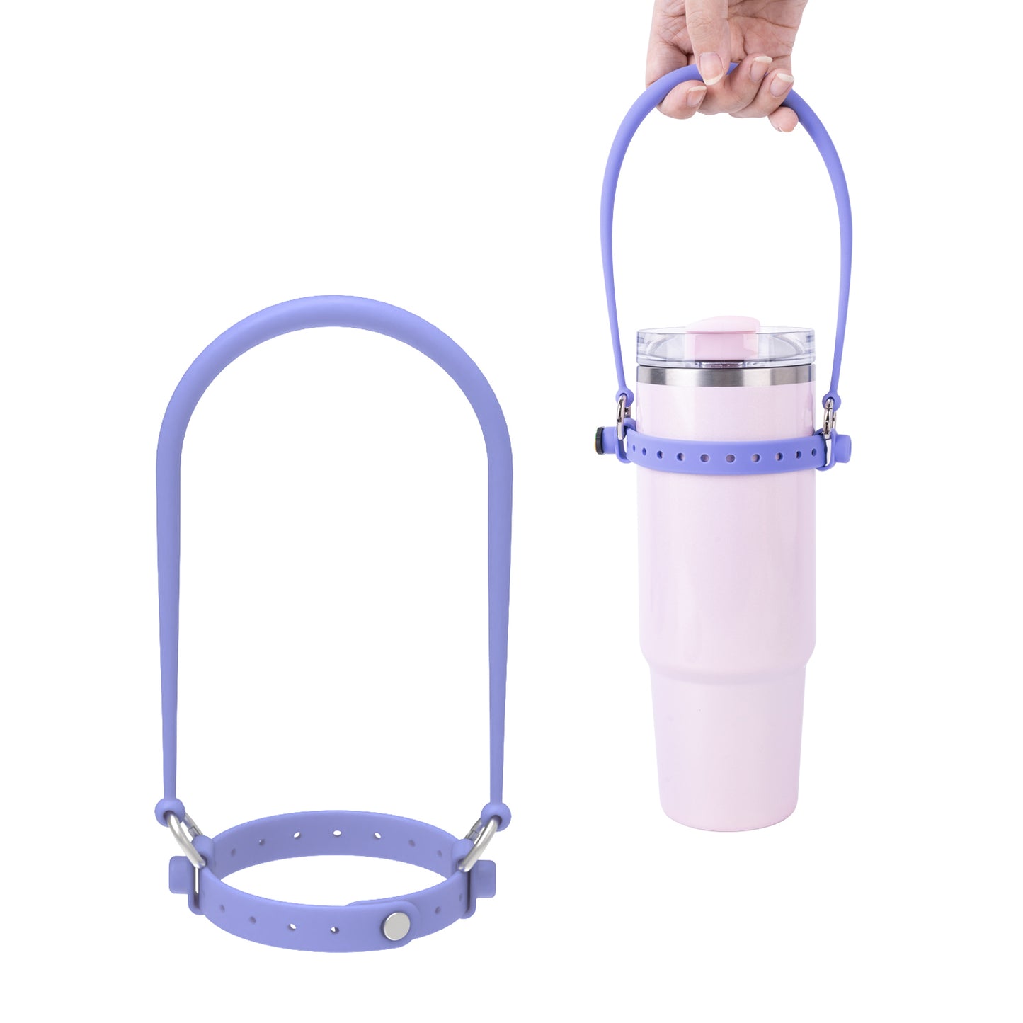 Pink blue cream and green silicone bottle handle color options
